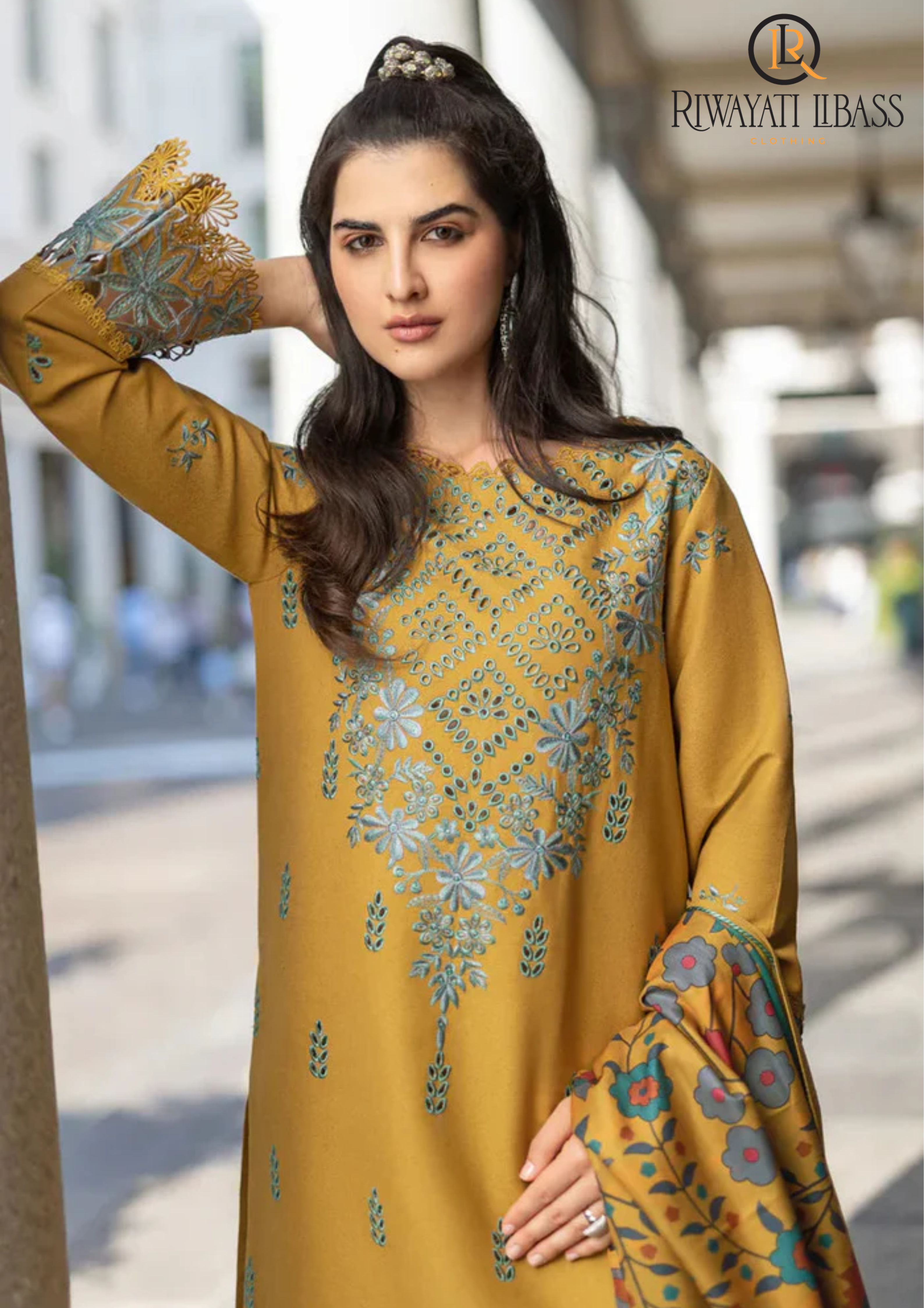 Summer Unstitched 3PCs Lawn Embroidered Dress With Diamond Dupatta RL-307