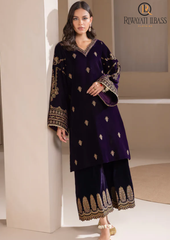 Winter Unstitched 3PCs Embroidered Velvet Dress With Embroidered Organza Dupatta RL-597