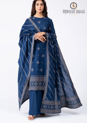 Winter Unstitched 3PCs Embroidered Dhanak Dress With Heavy Embroidered Dhanak Shawl RL-599