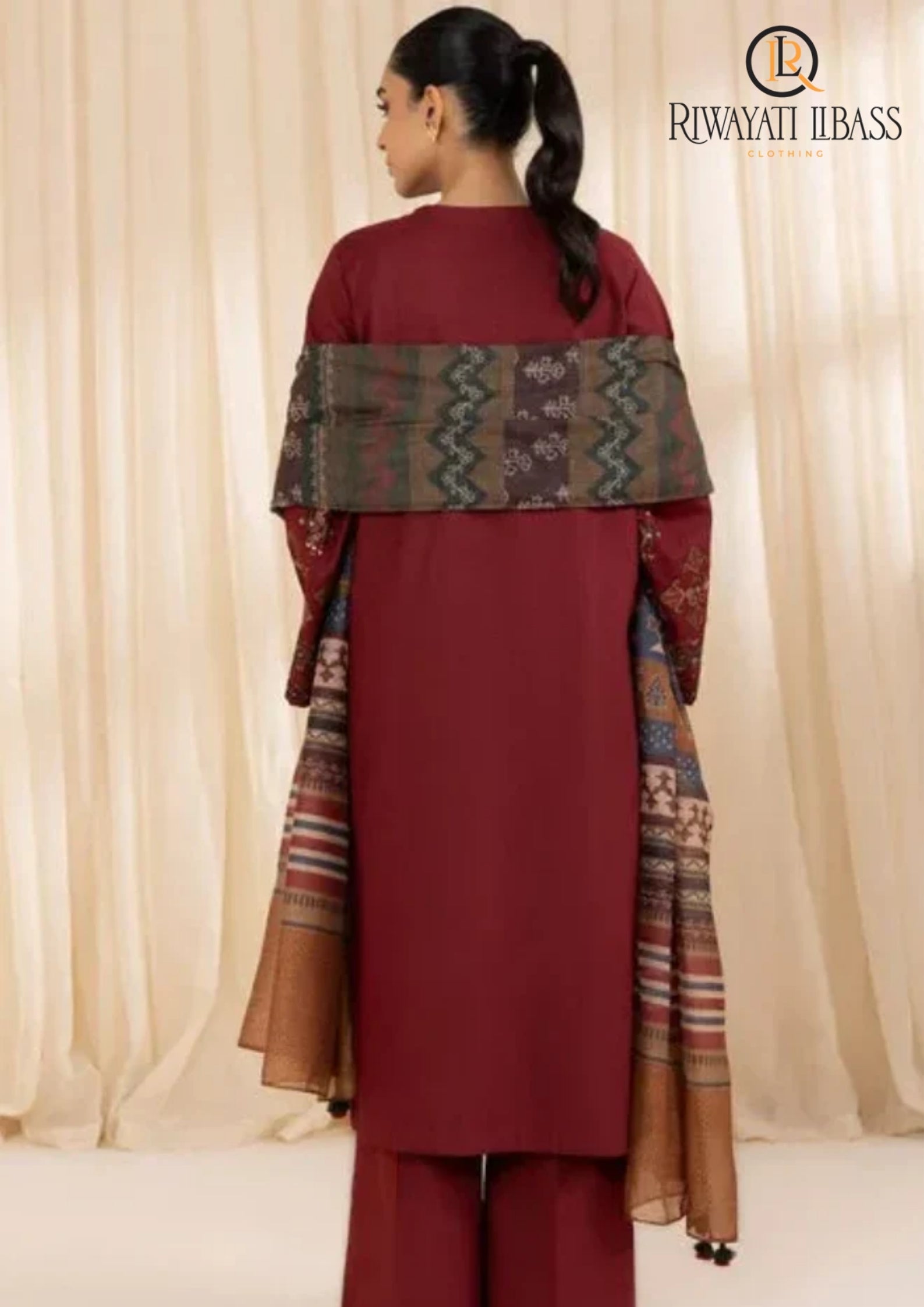 Winter Unstitched 3PCs Embroidered Dhanak Dress With Digital Printed Karandi Shawl RL-600