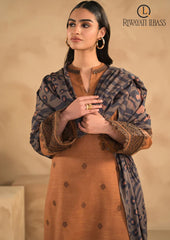 Winter Unstitched 3PCs Dhanak Embroidered Dress With Digital Printed Karandi Shawl RL-615