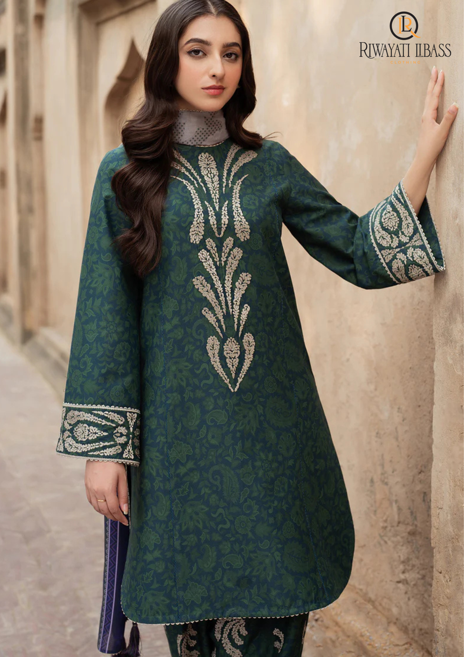 Winter Unstitched 3PCs Karandi Printed Dress With Karandi Printed Trouser RL-514