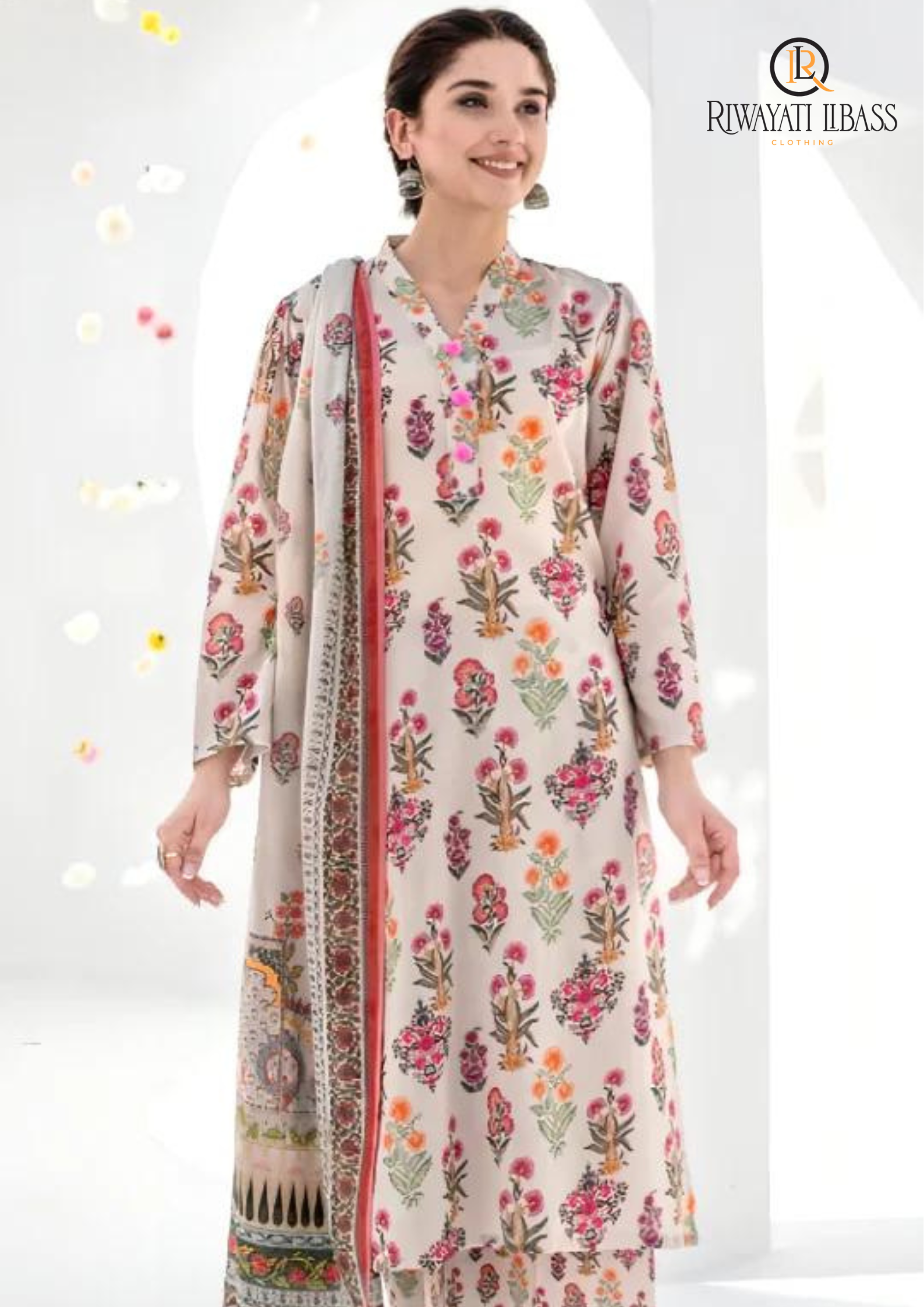 Summer Unstitched 3Pc Digital Printed Lawn Dress With Lawn Dupatta RL-169