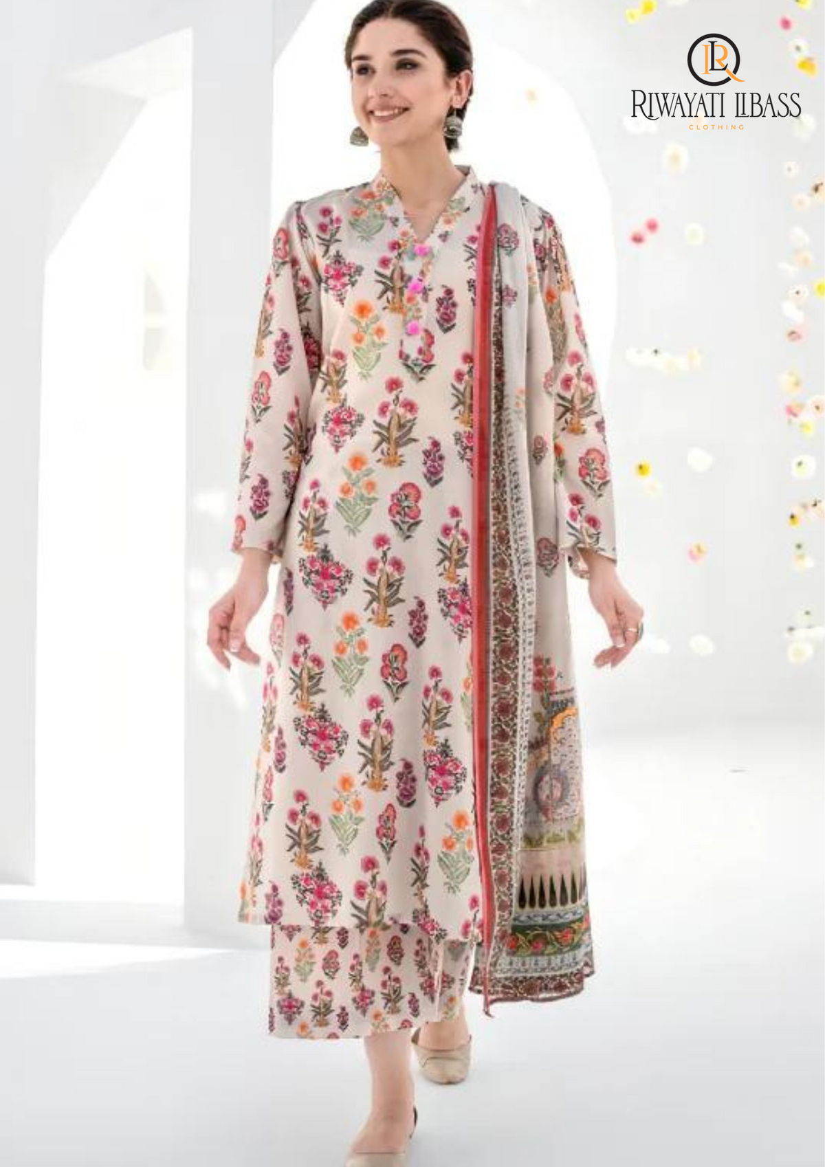 Summer Unstitched 3Pc Digital Printed Lawn Dress With Lawn Dupatta RL-169